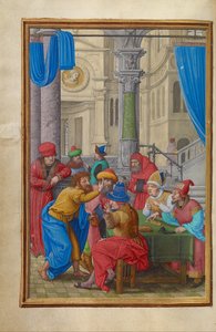 銀の三十個を受け取ったユダ 作： Simon Bening